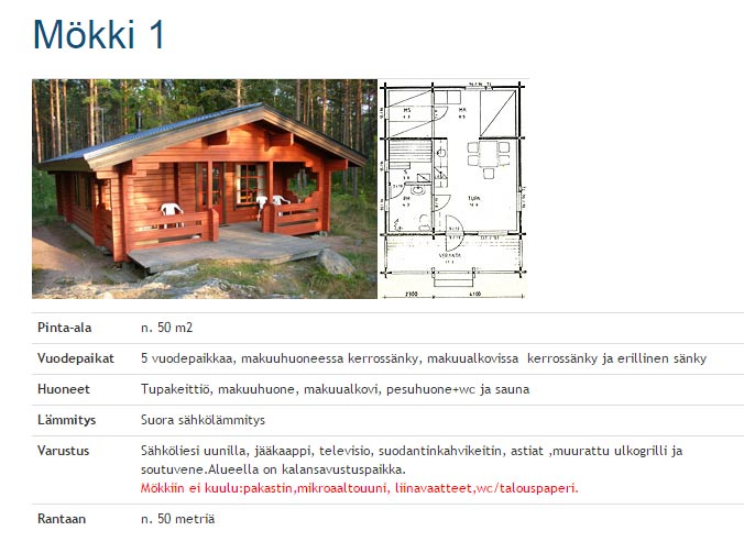 Description Meripesä cottage # 1